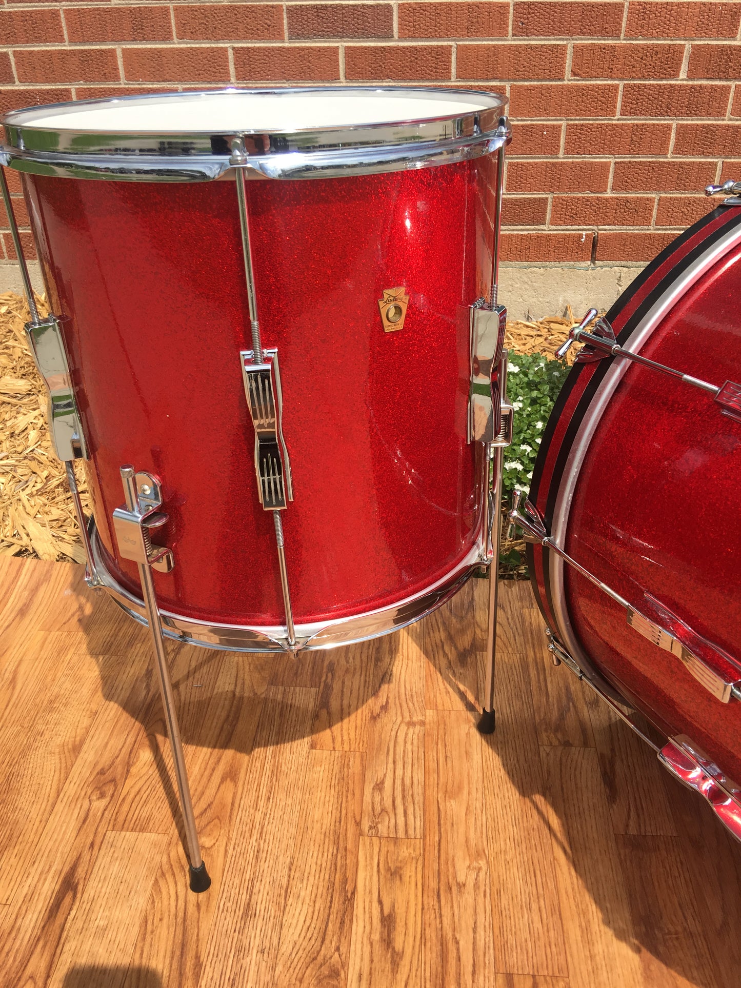 1966 Ludwig Club Date Drum Set - Red Sparkle 22/13/14x14
