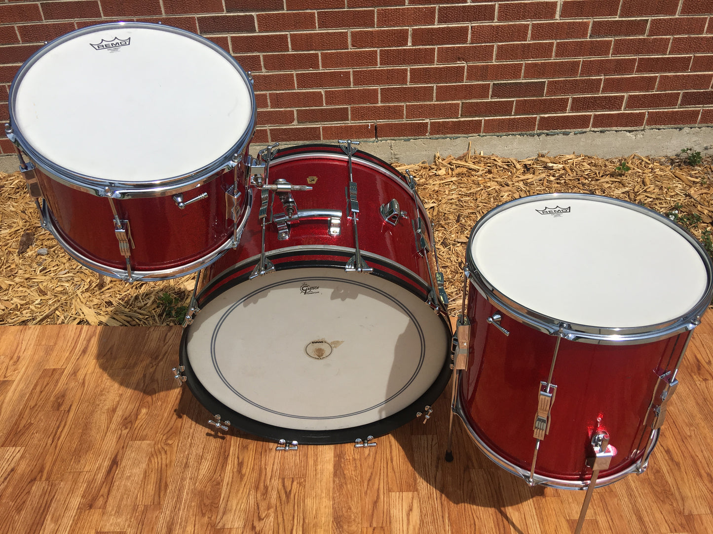 1966 Ludwig Club Date Drum Set - Red Sparkle 22/13/14x14