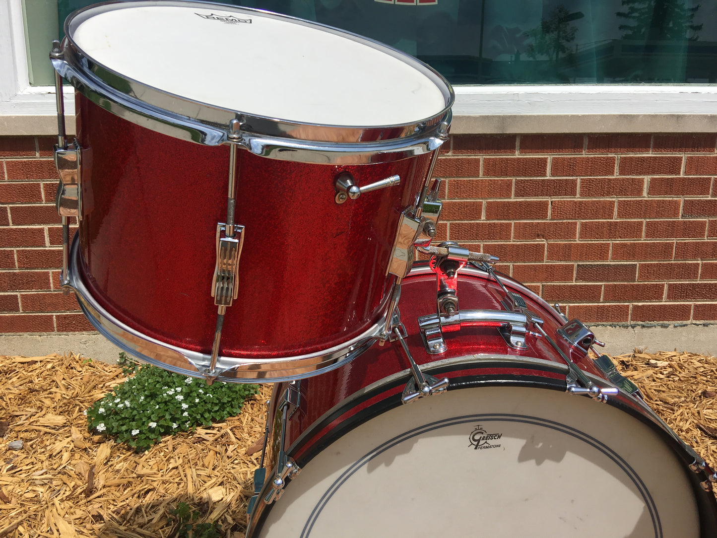 1966 Ludwig Club Date Drum Set - Red Sparkle 22/13/14x14