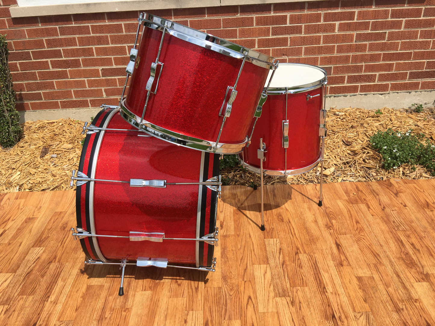 1966 Ludwig Club Date Drum Set - Red Sparkle 22/13/14x14