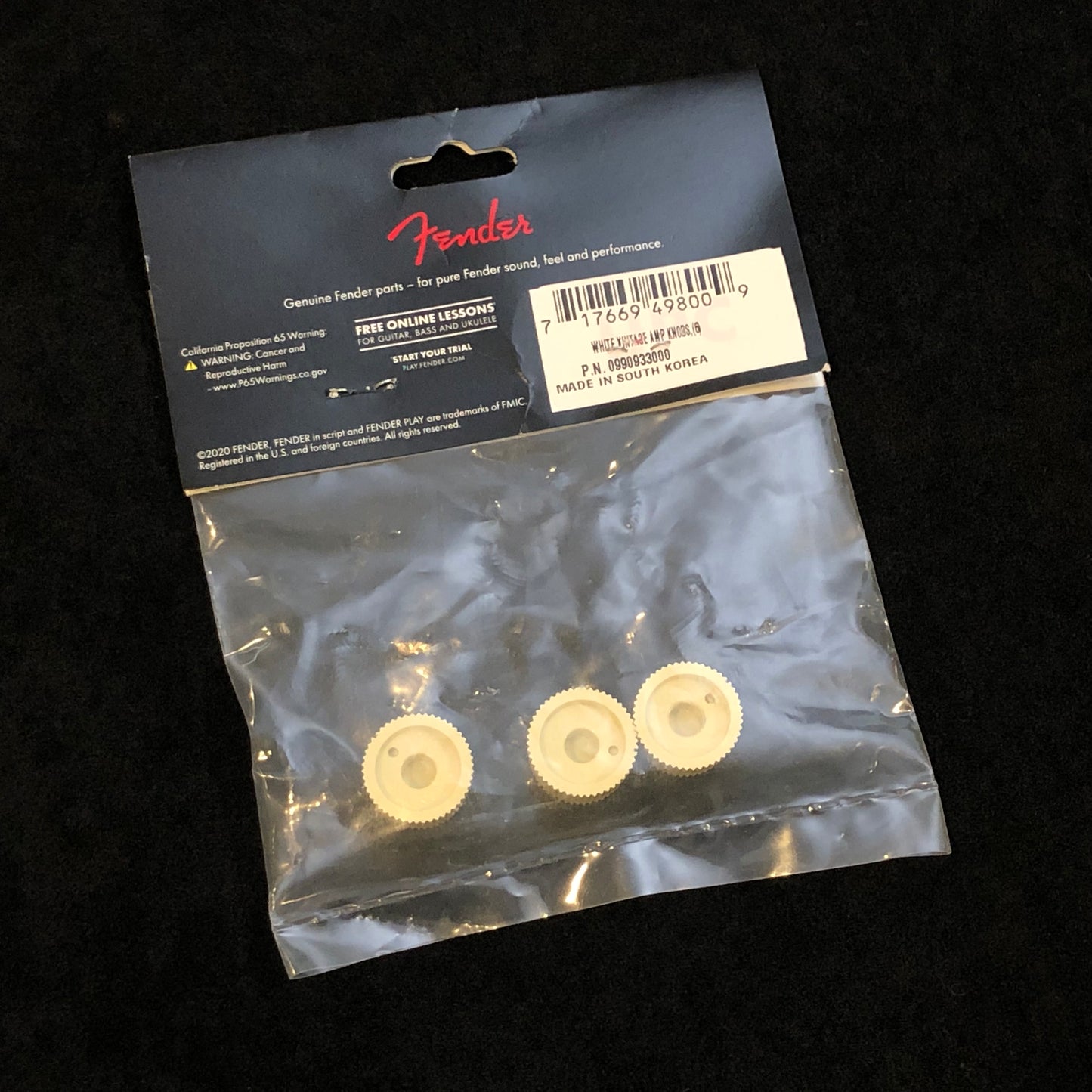 Fender Vintage White "Radio" Amplifier Knobs Cream - Set of 3