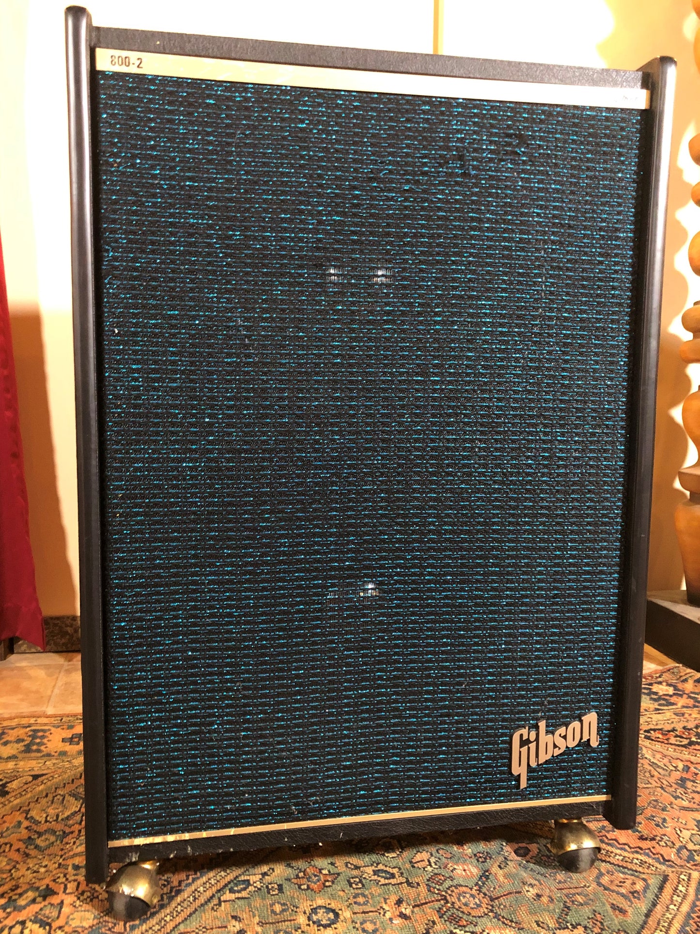 Vintage Gibson 800-2G 2x15 Powered Speaker Cabinet & Amplifier w/ Cover