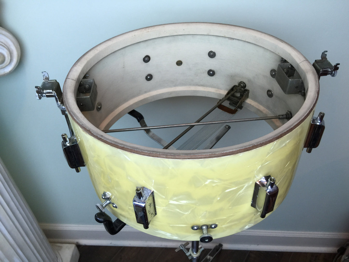 Leedy 1935-36 6.5"x14" Dual Broadway Snare in White Marine Pearl