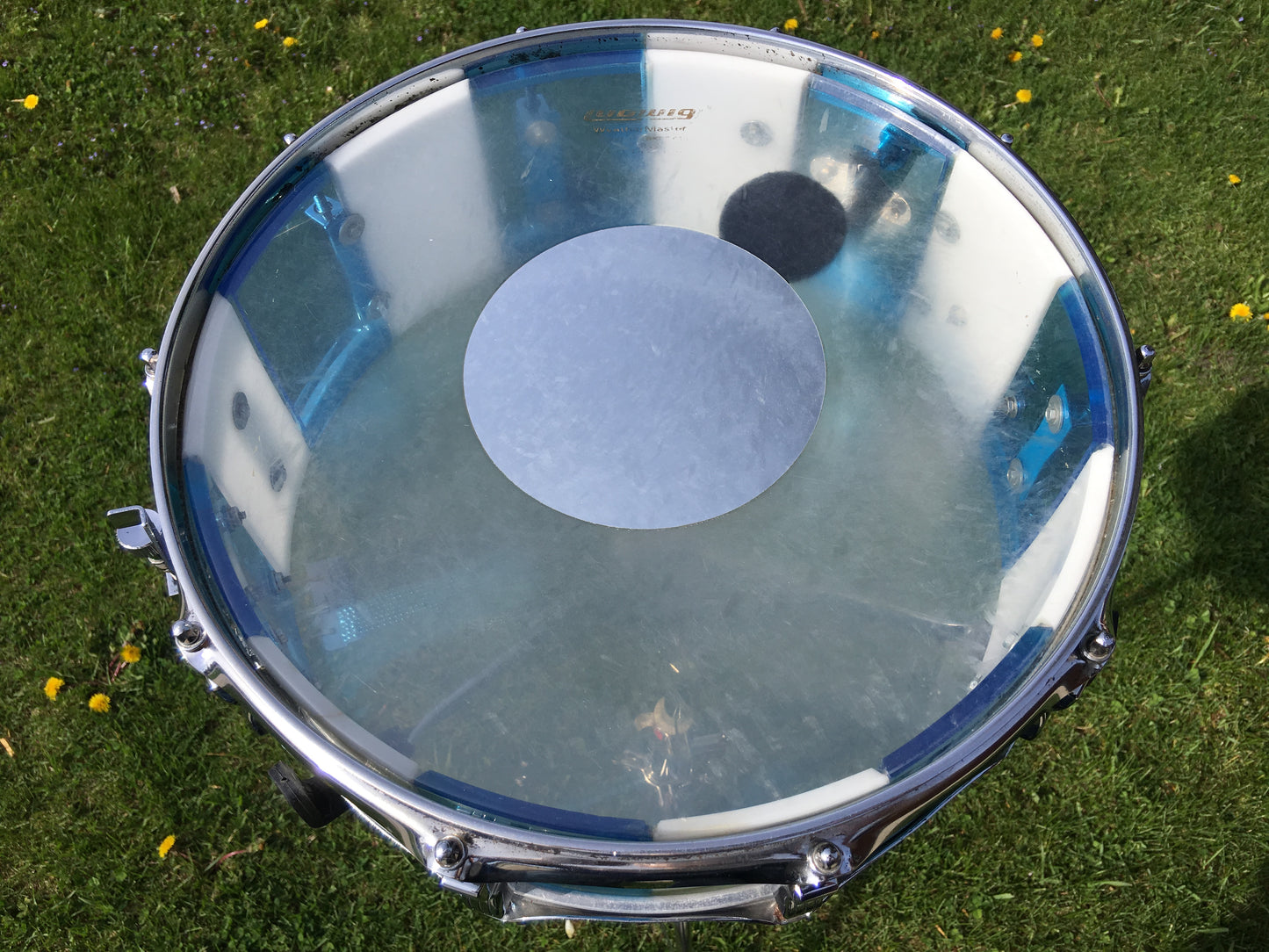 Ludwig 1970s Vistalite  5x14 Blue & White Pattern F Snare Drum