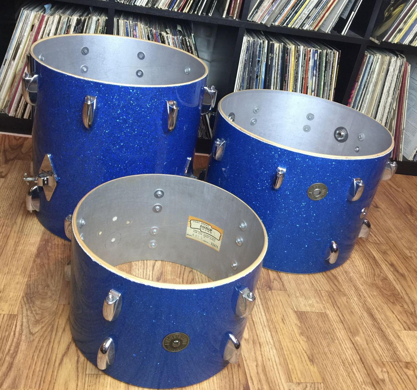 Gretsch 1960's Round Badge Micro Bop Set w/ 15" Bass Drum in Blue Glass Glitter