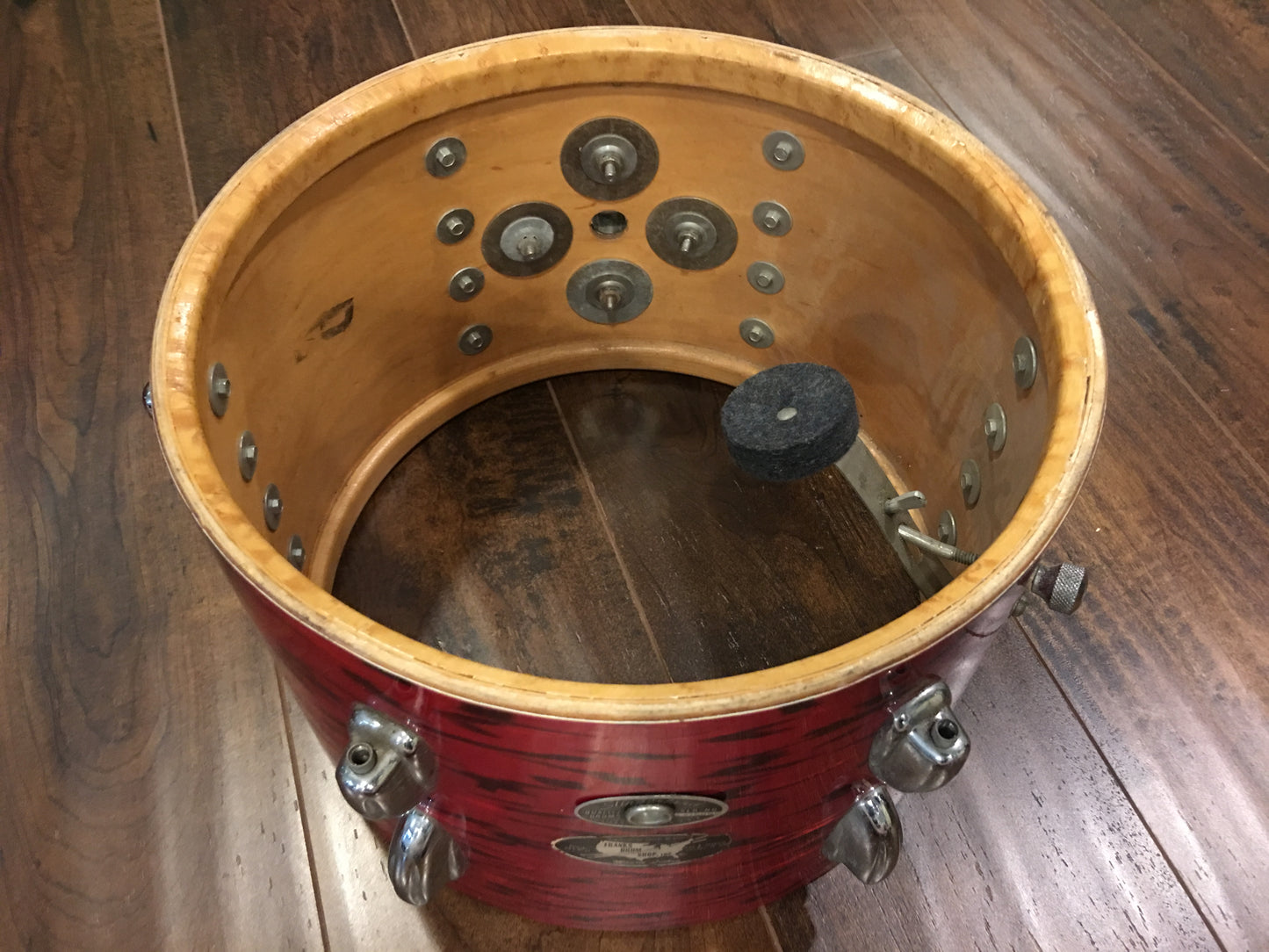 1970s Slingerland 8x12 3 Ply Red Tiger Tom Drum
