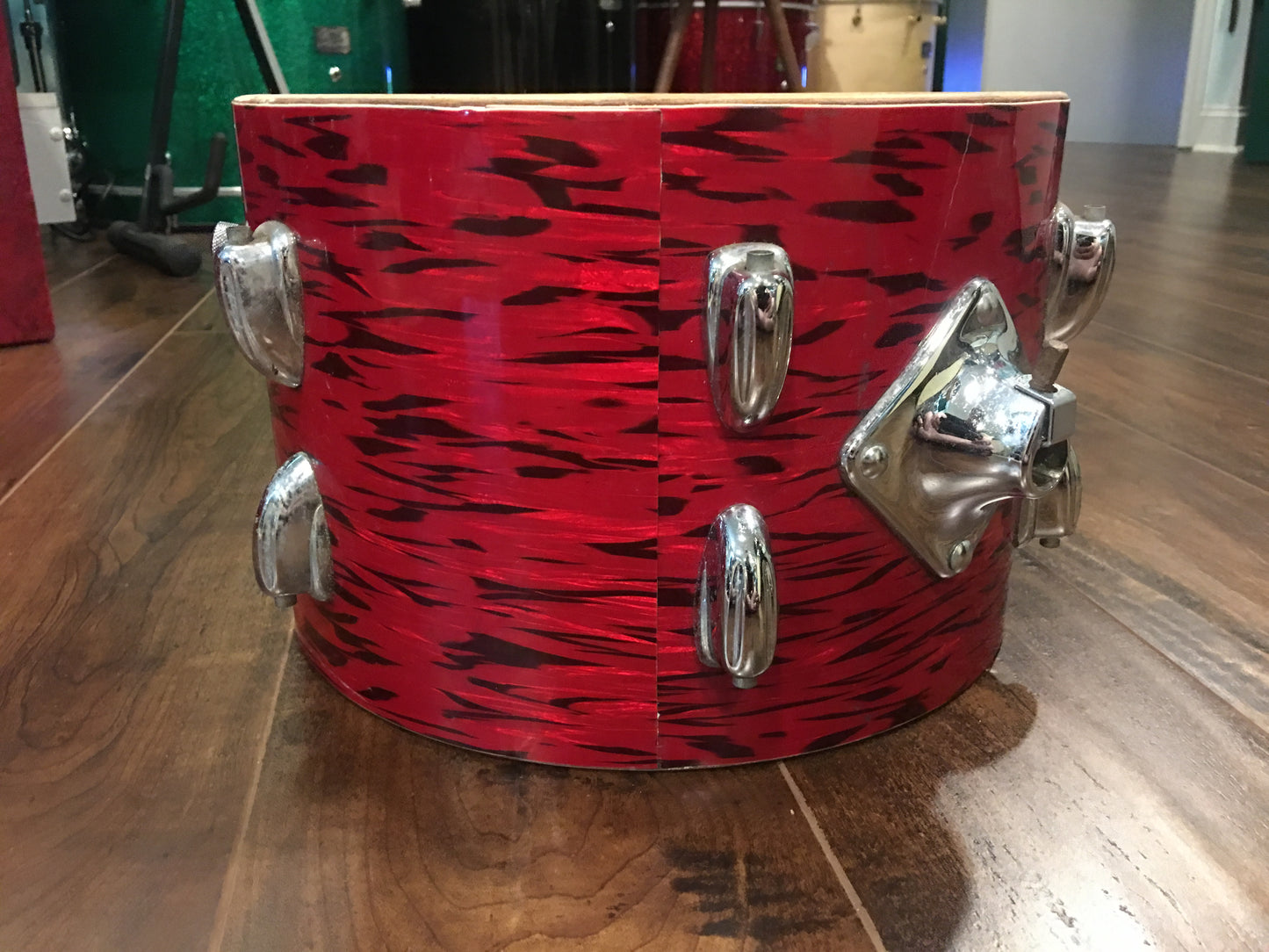 1970s Slingerland 8x12 3 Ply Red Tiger Tom Drum