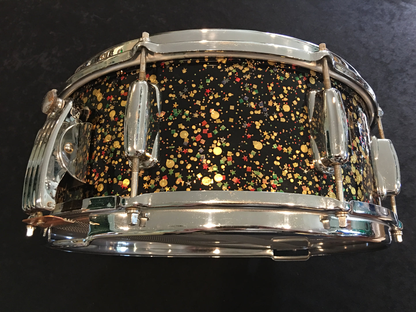 1962 Slingerland Mardi Gras Radio King Super Gene Krupa 5.5x14 Solid Shell Snare Drum