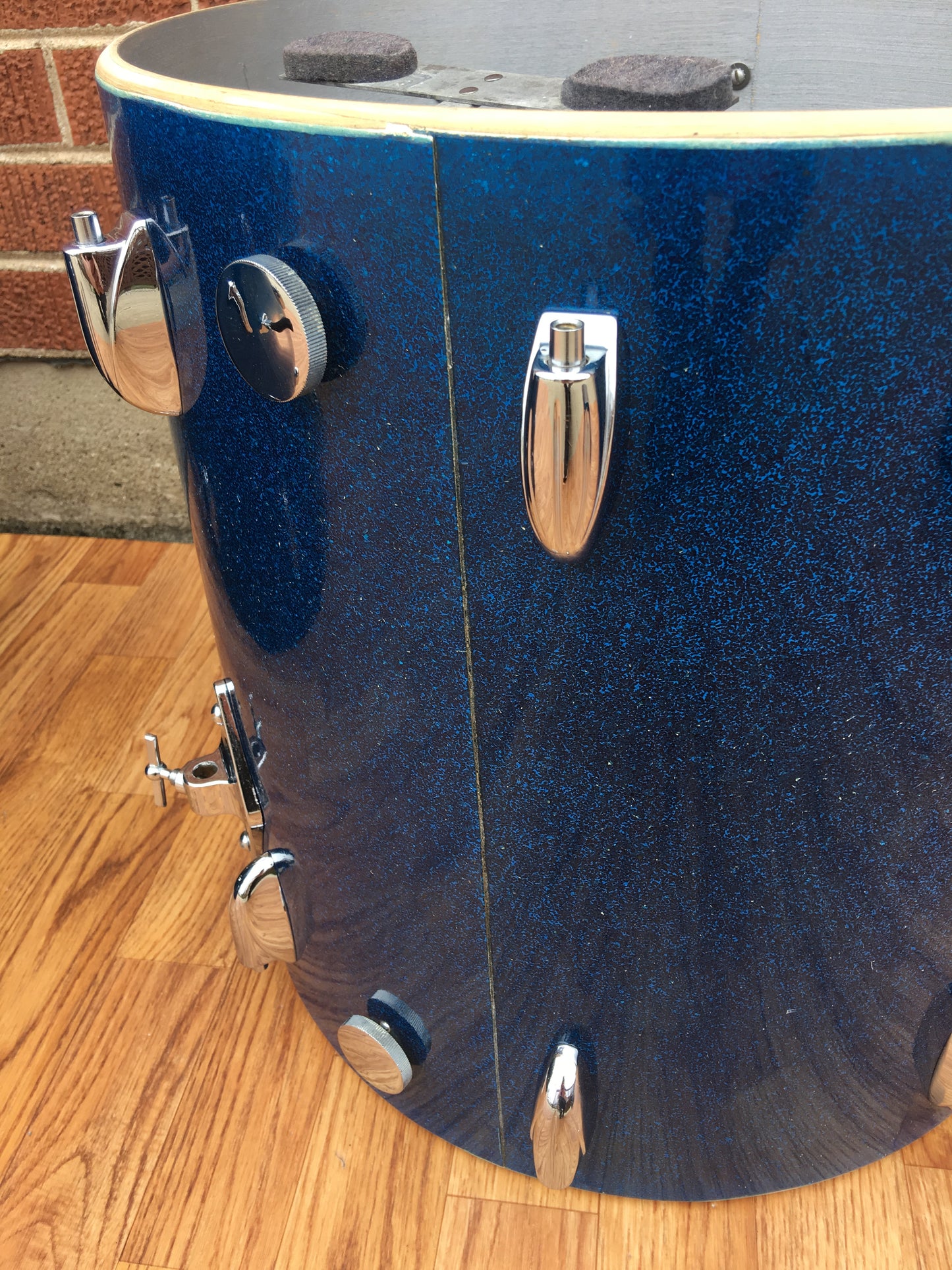 1959/60 Gretsch Round Badge Broadkaster Name-Band Drum Set - Blue Glass Glitter 22/13/16/5x14 Snare