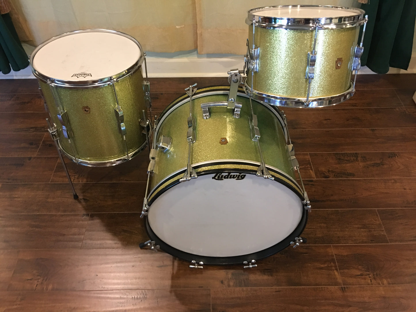 1965 Ludwig Keystone Club Date Drum Set Green Sparkle 20/12/14