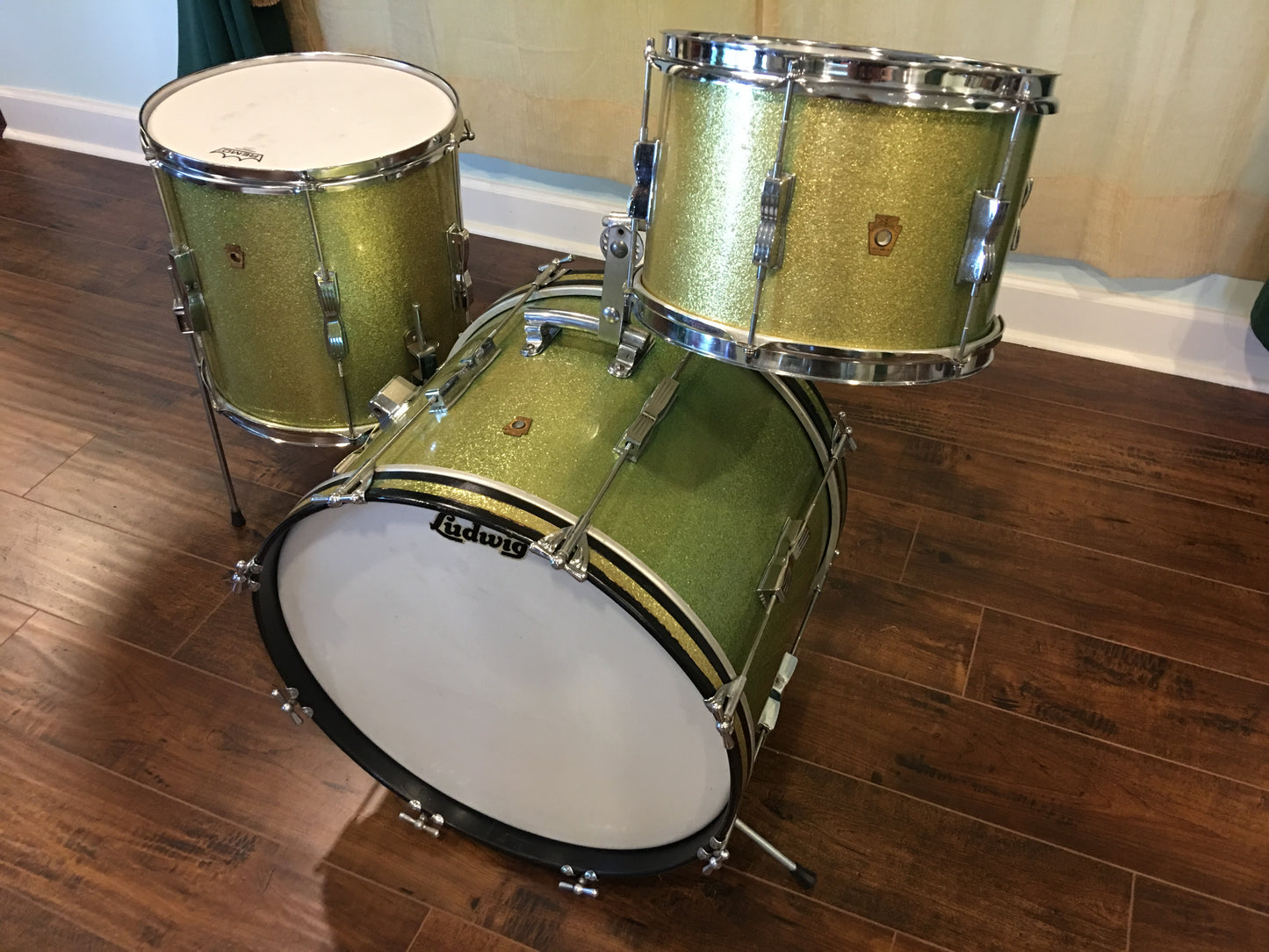 1965 Ludwig Keystone Club Date Drum Set Green Sparkle 20/12/14