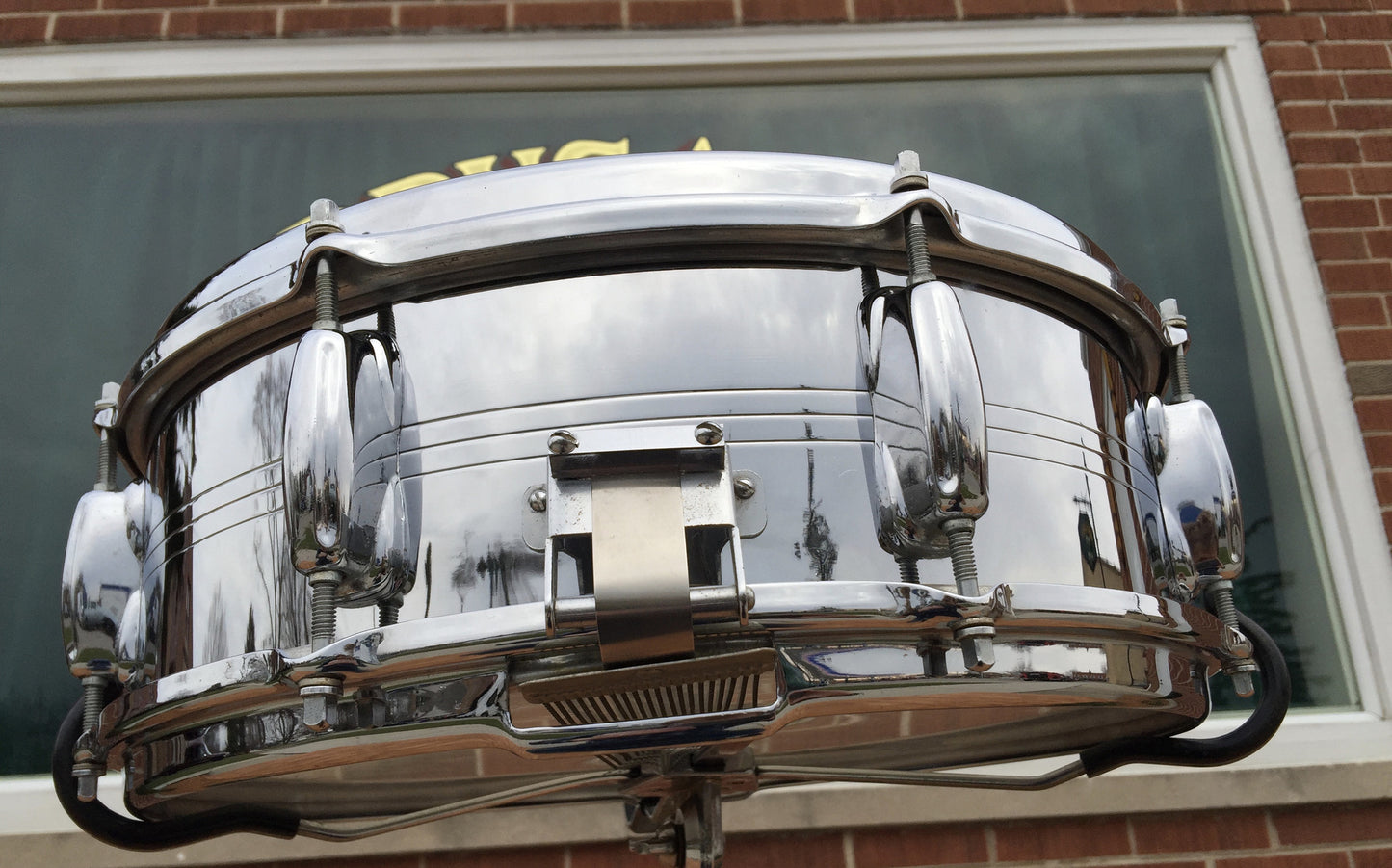 Vintage 1960's Slingerland Gene Krupa Sound King Snare Chrome Over Brass Nice!