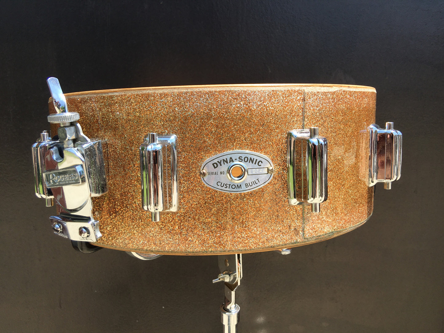 Vintage 1966 Rogers Wood Dynasonic Snare Drum 5"x14" Champagne Sparkle