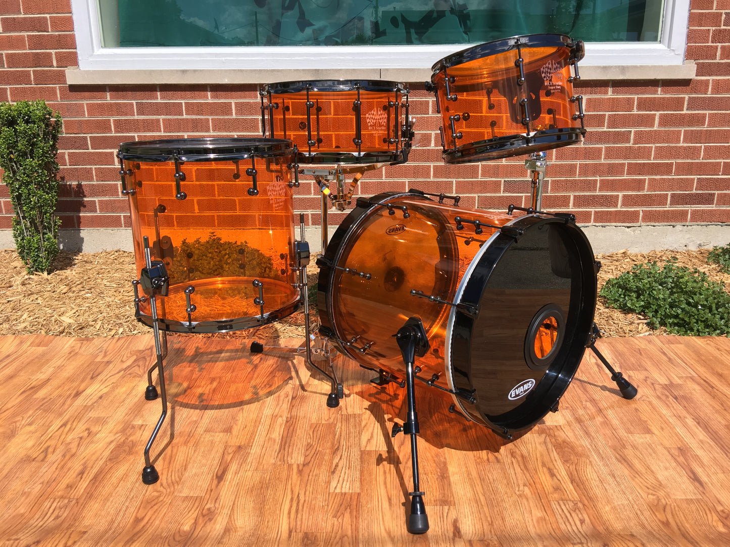 RCI Vistalite Acrylic Bop Drum Set - Amber 18/12/14/7x14 Snare