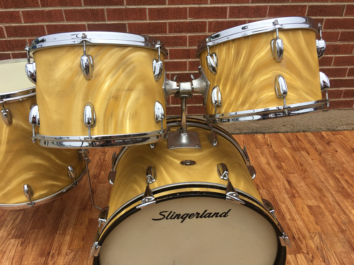 1968 Slingerland New Rock Outfit No. 50N Gold Satin Pearl Flame
