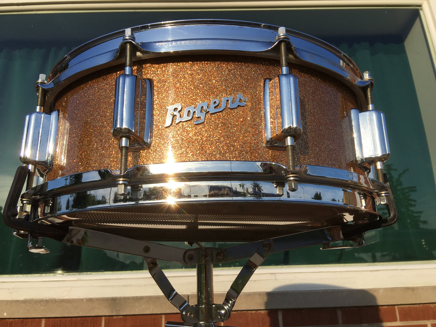 Vintage 1966 Rogers Wood Dynasonic Snare Drum 5"x14" Champagne Sparkle