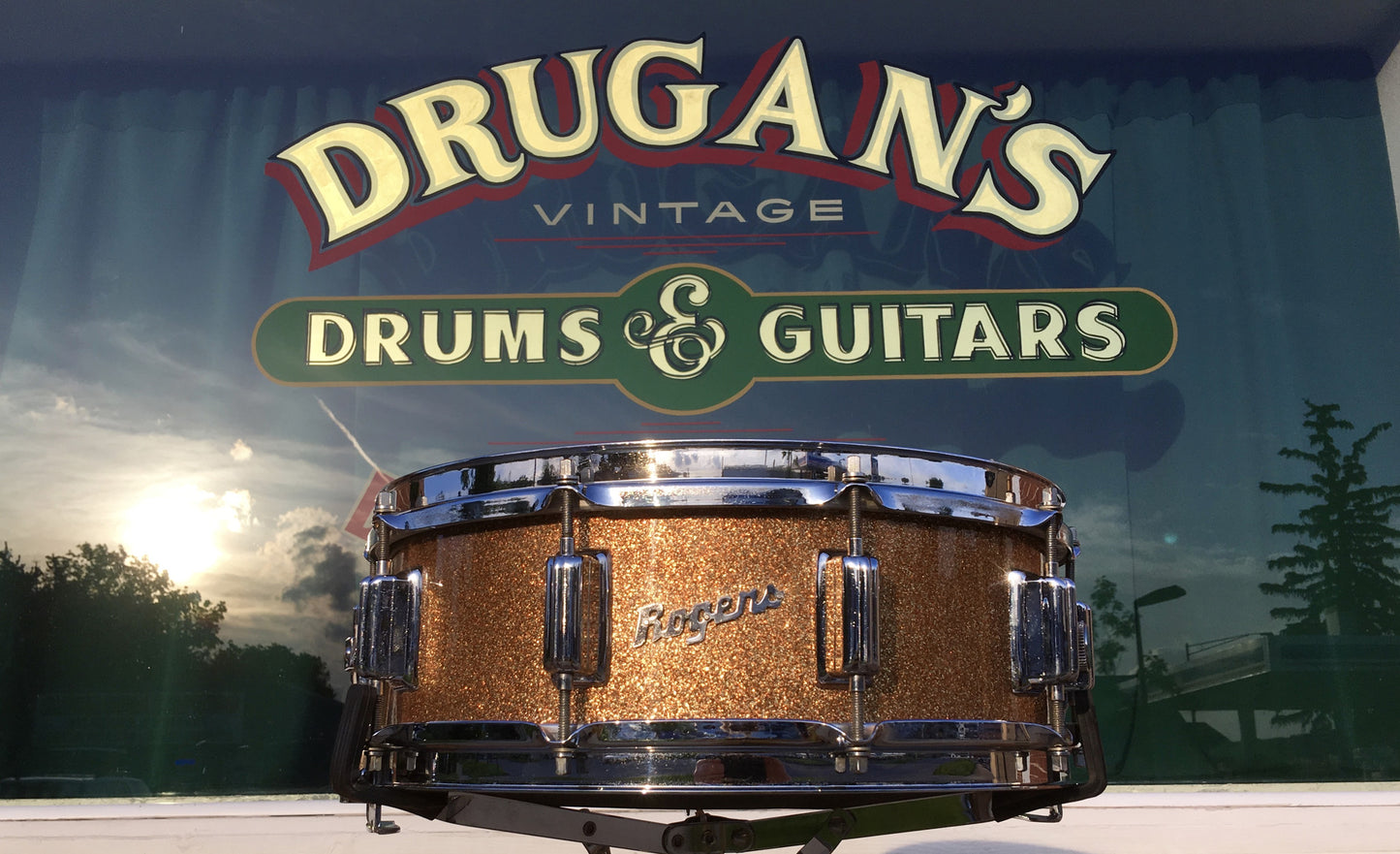 Vintage 1966 Rogers Wood Dynasonic Snare Drum 5"x14" Champagne Sparkle