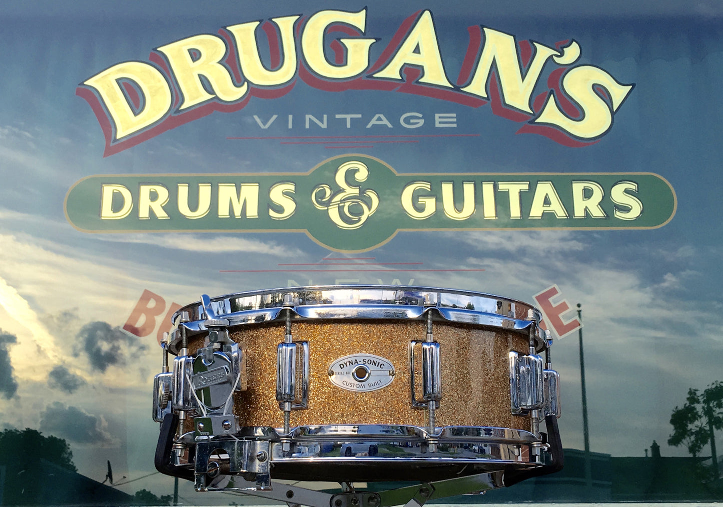 Vintage 1966 Rogers Wood Dynasonic Snare Drum 5"x14" Champagne Sparkle