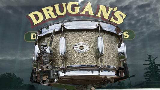 1963 Rogers 6.5x14 Wood Dynasonic Snare Drum in Silver Sparkle