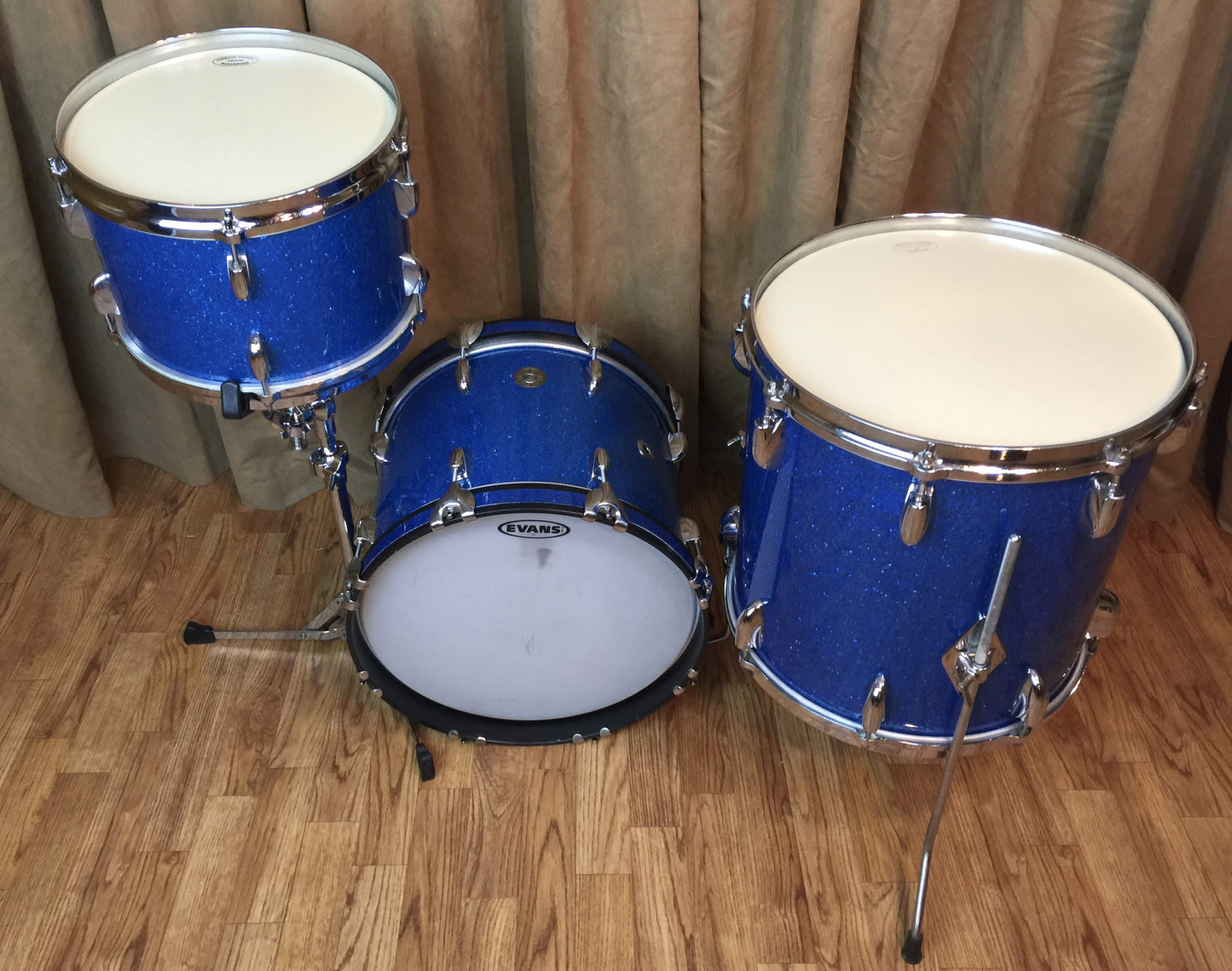 Gretsch 1960's Round Badge Micro Bop Set w/ 15" Bass Drum in Blue Glass Glitter