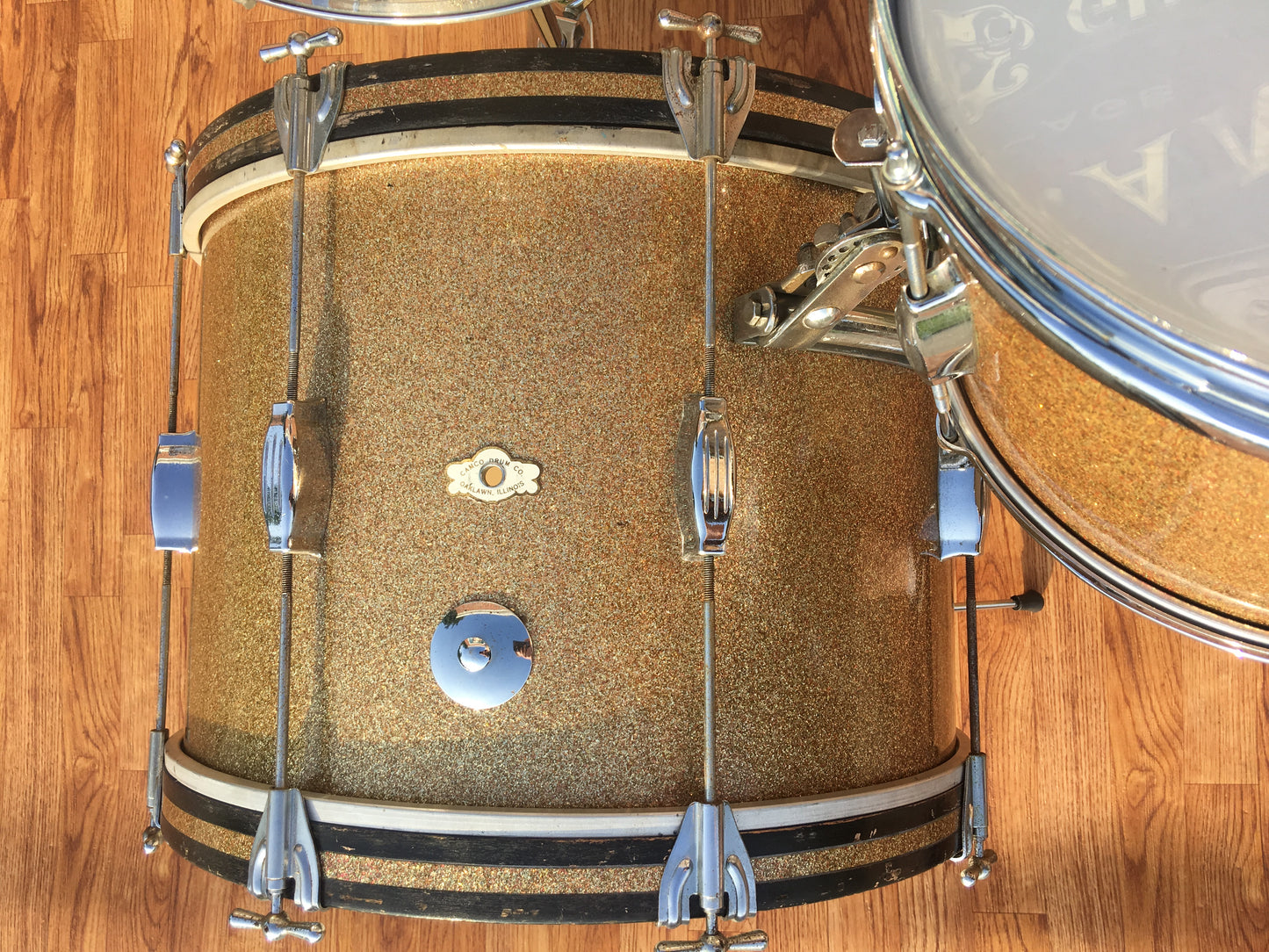 1961-62 Camco Oaklawn Peacock Pearl Sparkle "New Tuxedo Outfit" Drum Set