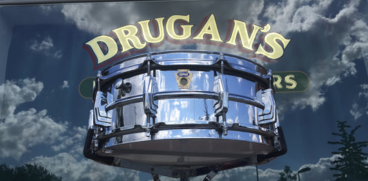 1959 Ludwig Chrome Over Brass Trans-Badge 5″x14″ Supraphonic Snare Drum