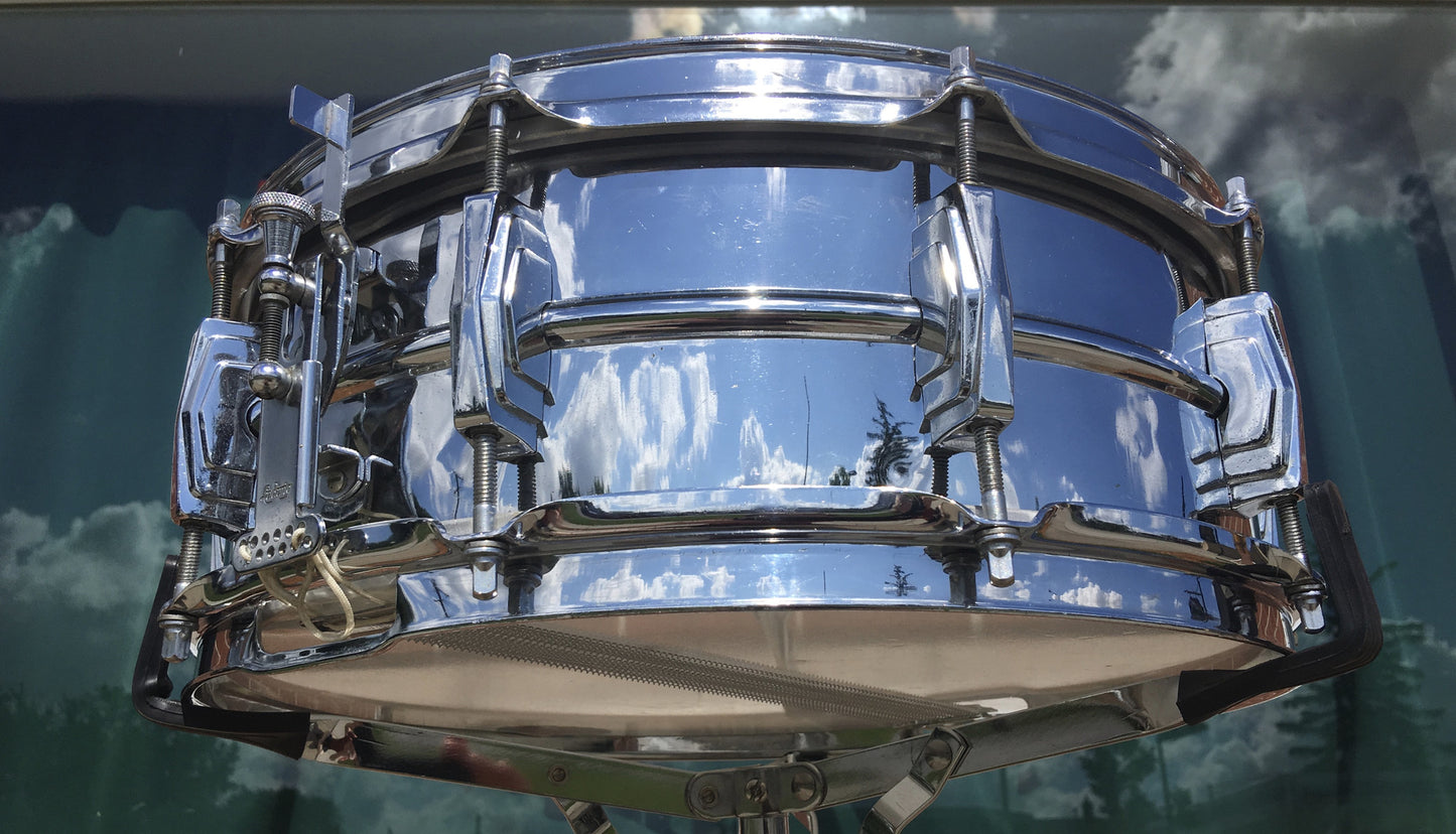 1959 Ludwig Chrome Over Brass Trans-Badge 5″x14″ Supraphonic Snare Drum