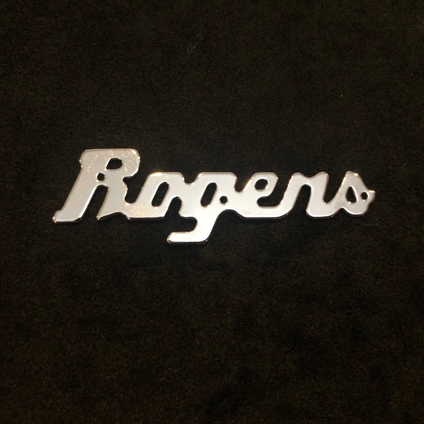 Vintage 1960s Rogers Chrome Script Logo Badge