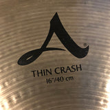 16" Zildjian A Thin Crash Cymbal 914g A0223