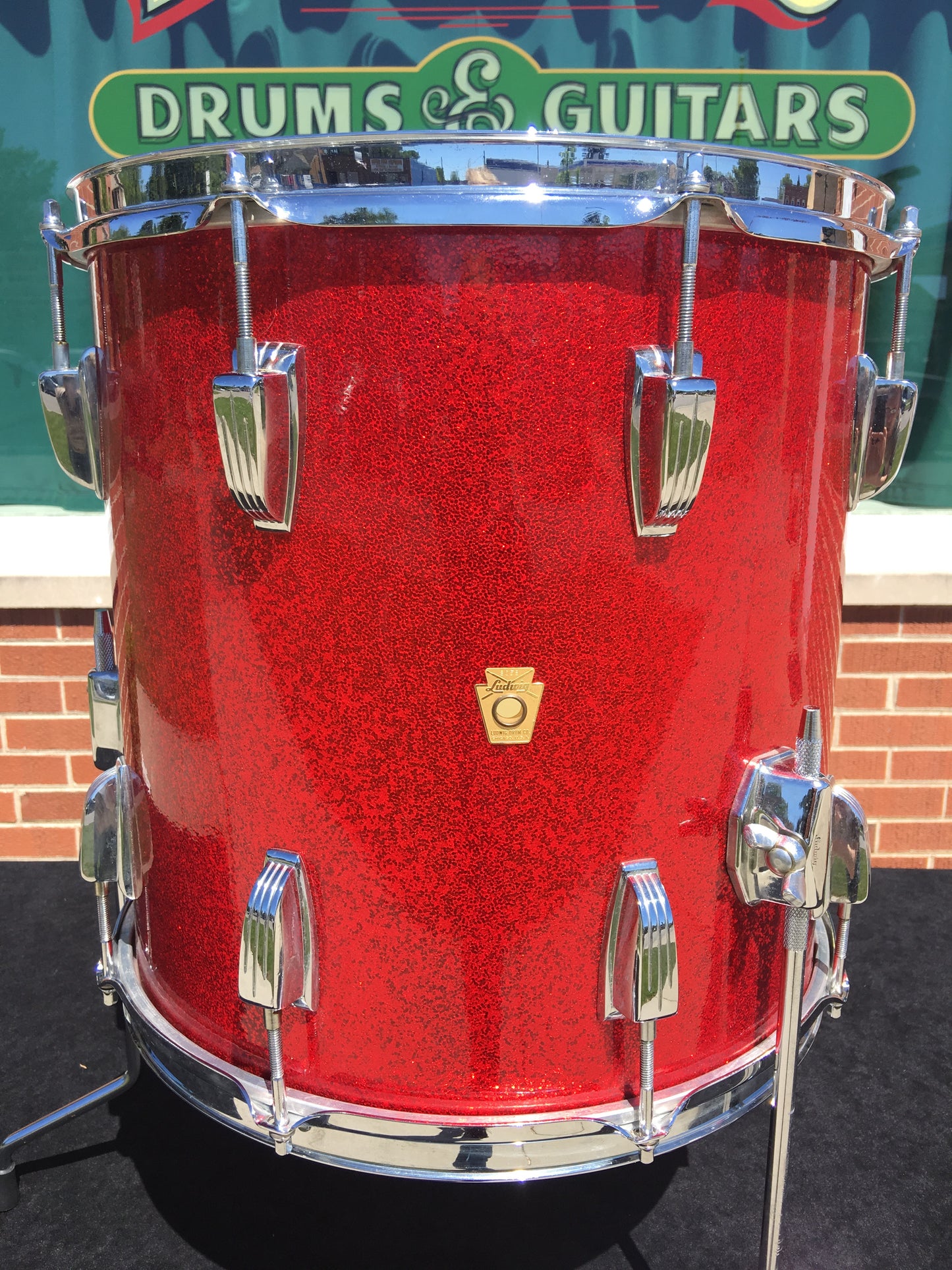 Vintage 1960s Ludwig 14"x14" Keystone Floor Tom Red Sparkle - Stunning!