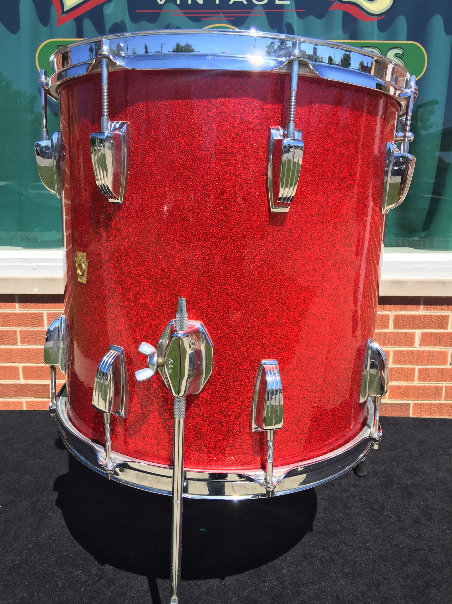 Vintage 1960s Ludwig 14"x14" Keystone Floor Tom Red Sparkle - Stunning!
