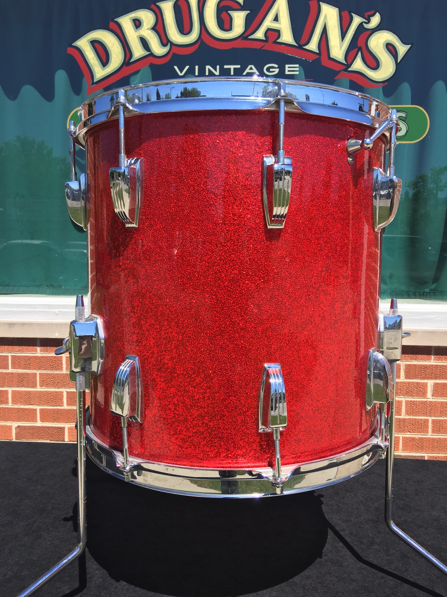 Vintage 1960s Ludwig 14"x14" Keystone Floor Tom Red Sparkle - Stunning!