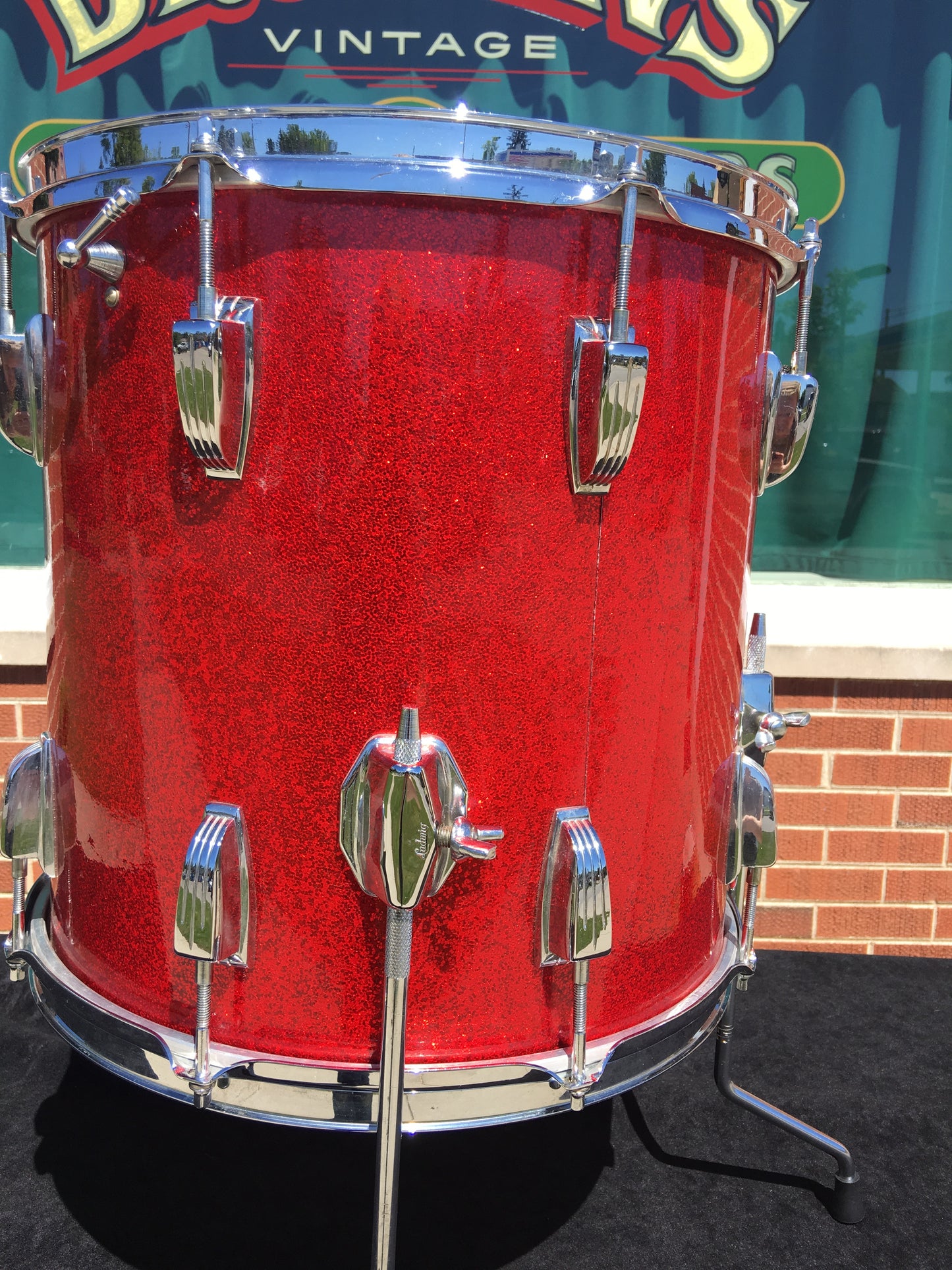 Vintage 1960s Ludwig 14"x14" Keystone Floor Tom Red Sparkle - Stunning!