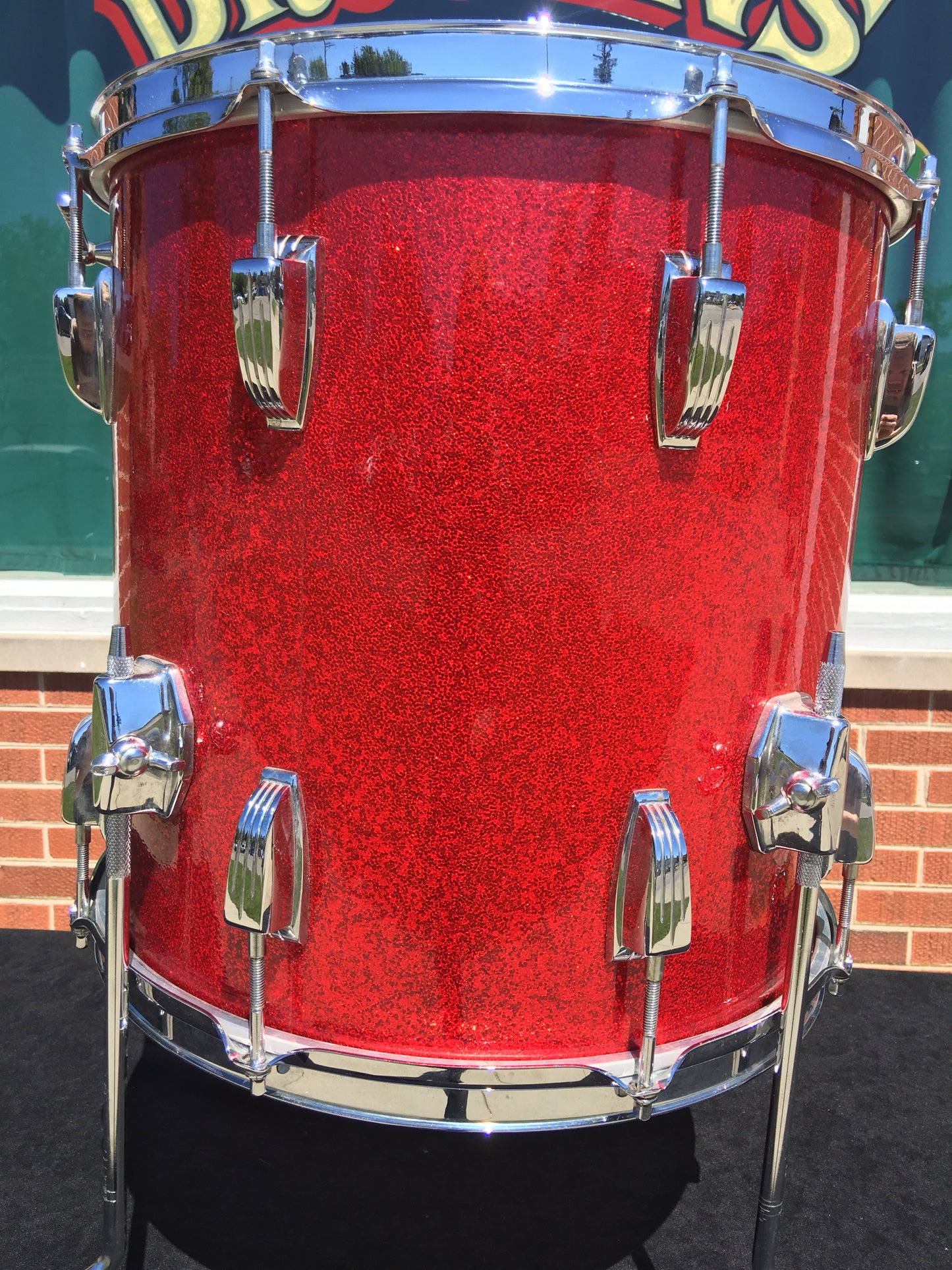 Vintage 1960s Ludwig 14"x14" Keystone Floor Tom Red Sparkle - Stunning!