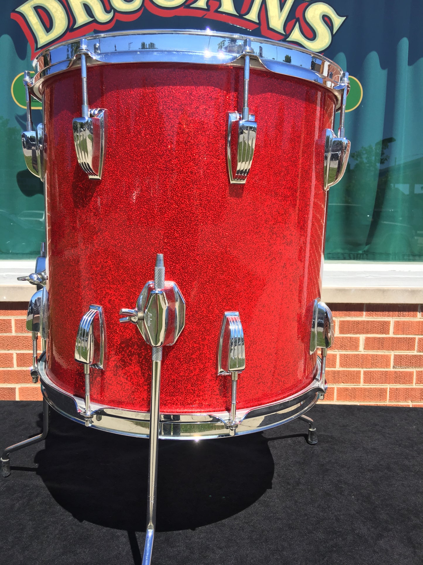 Vintage 1960s Ludwig 14"x14" Keystone Floor Tom Red Sparkle - Stunning!