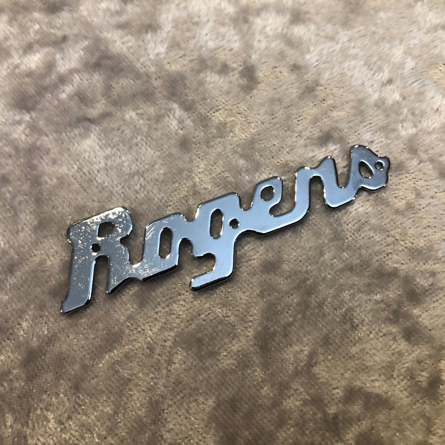 Vintage 1960s Rogers Chrome Script Logo Badge