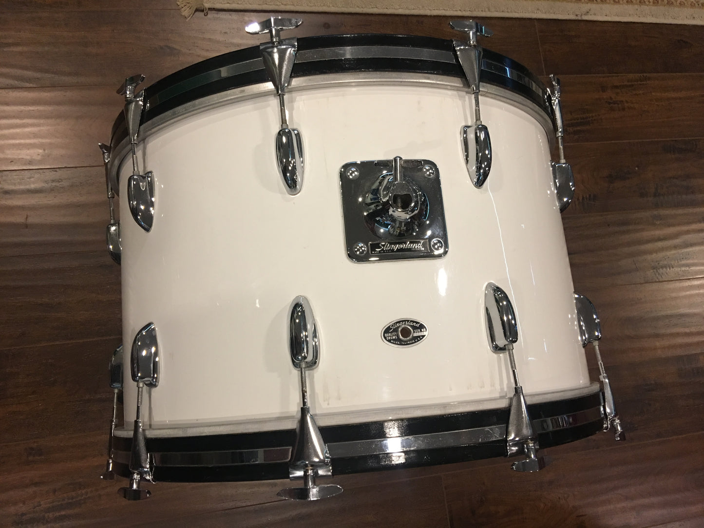 1970s Slingerland Drum Set White Gloss Pearl 3 Ply 24/14/16