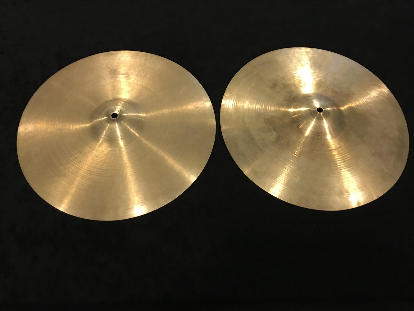 14" Early 1950s Zildjian A Trans Stamp Hi Hat Cymbal Pair 728/732g #519