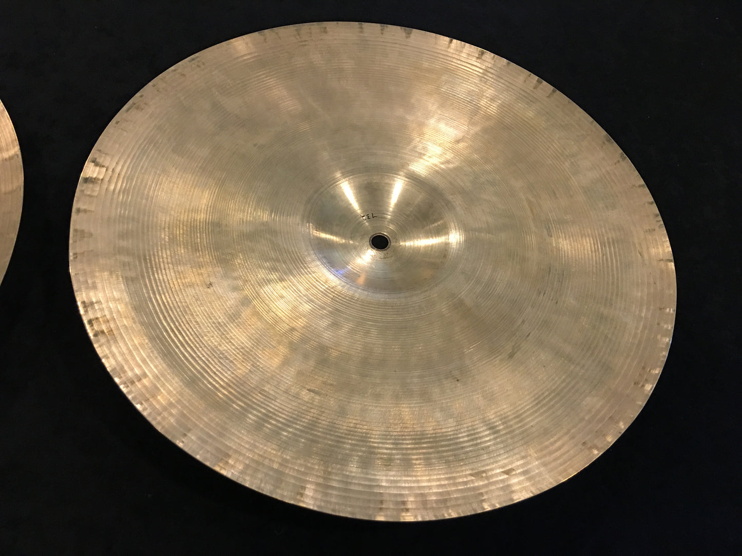 14" Early 1950s Zildjian A Trans Stamp Hi Hat Cymbal Pair 728/732g #519