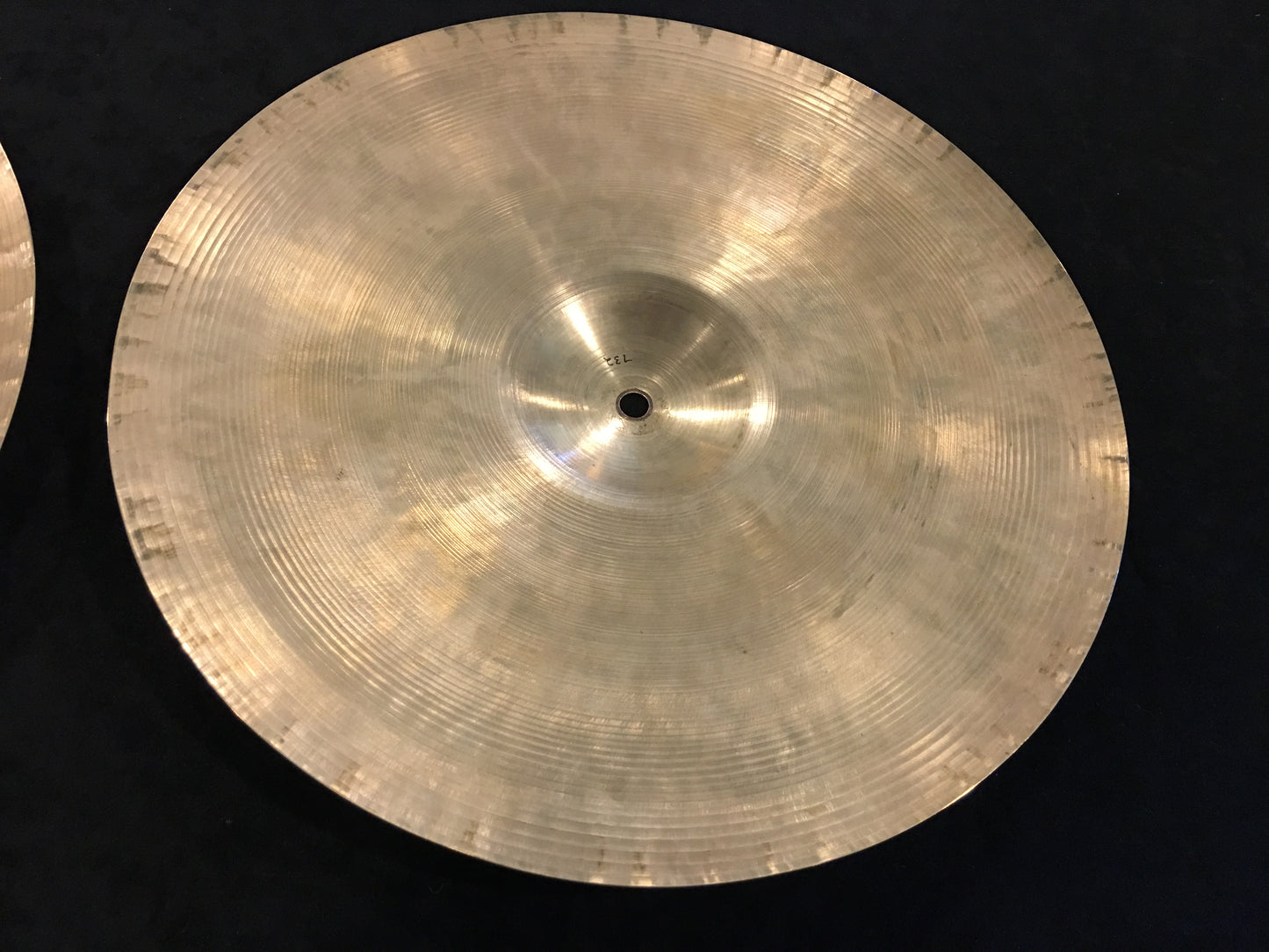 14" Early 1950s Zildjian A Trans Stamp Hi Hat Cymbal Pair 728/732g #519
