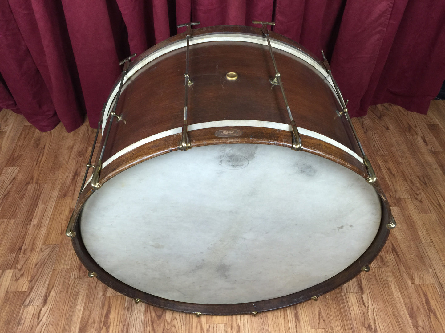 Leedy 1920's Bass Drum with Original Calf Heads 14"x28"