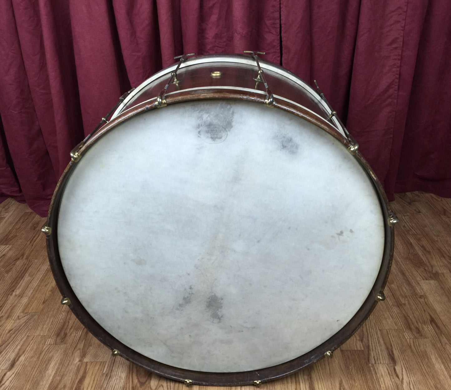 Leedy 1920's Bass Drum with Original Calf Heads 14"x28"