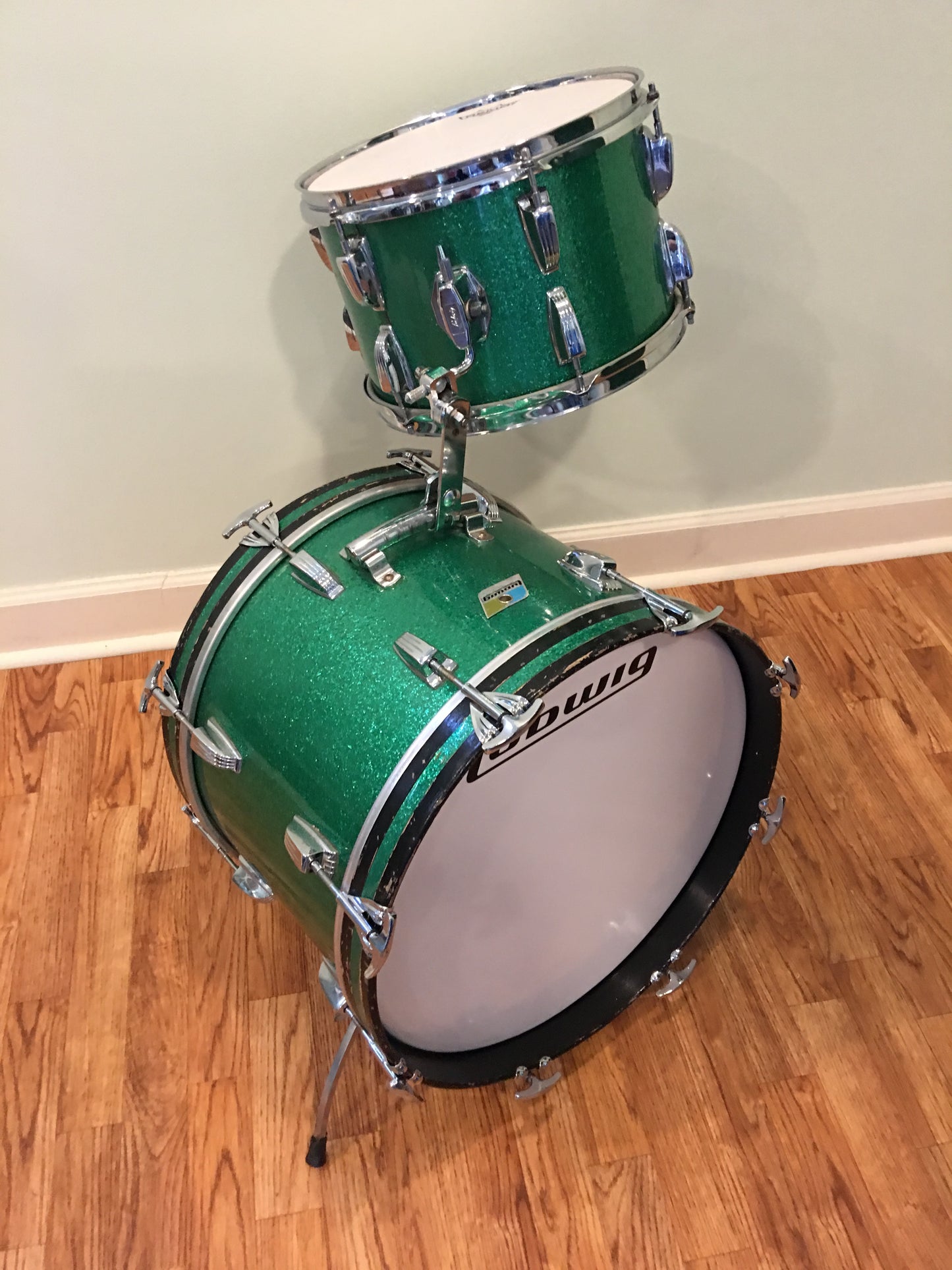 1970s Ludwig Jazzette Green Sparkle Drum Set 18/12/14
