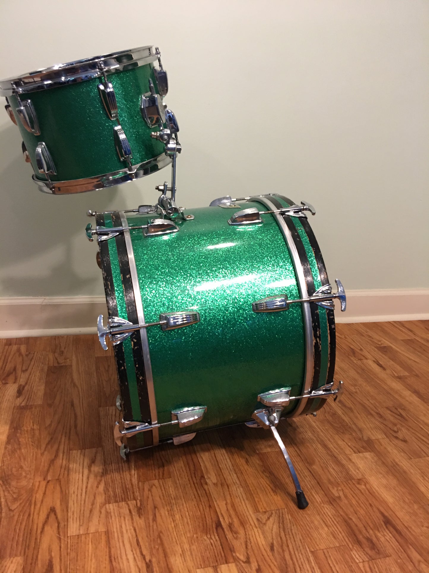 1970s Ludwig Jazzette Green Sparkle Drum Set 18/12/14