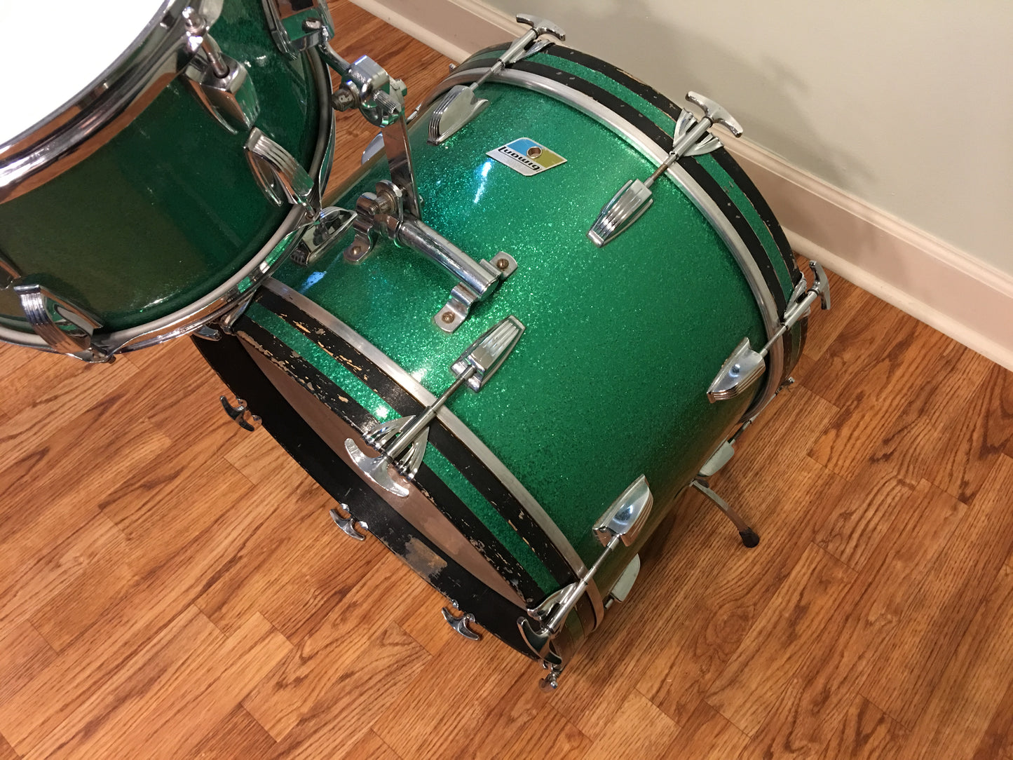 1970s Ludwig Jazzette Green Sparkle Drum Set 18/12/14