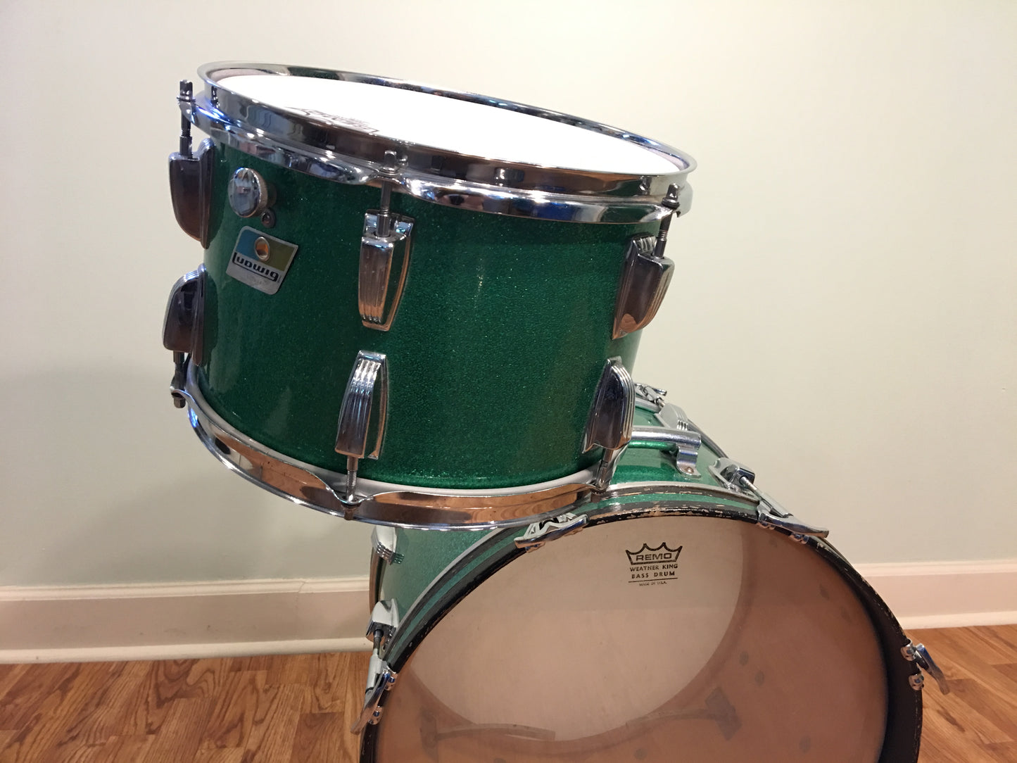 1970s Ludwig Jazzette Green Sparkle Drum Set 18/12/14