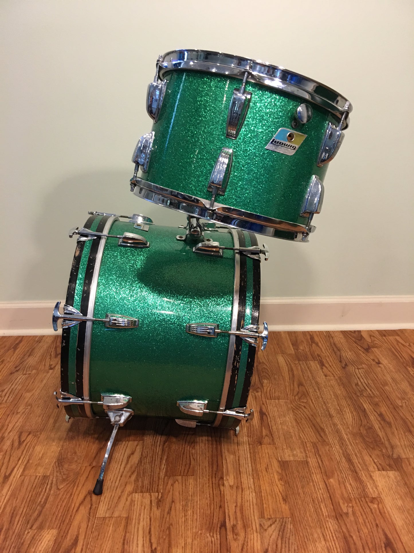 1970s Ludwig Jazzette Green Sparkle Drum Set 18/12/14