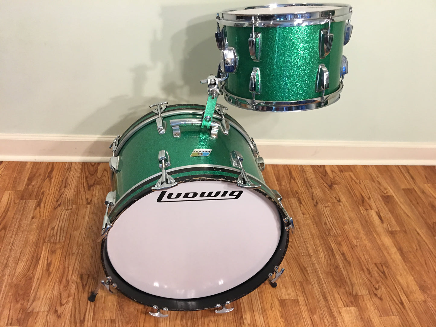 1970s Ludwig Jazzette Green Sparkle Drum Set 18/12/14