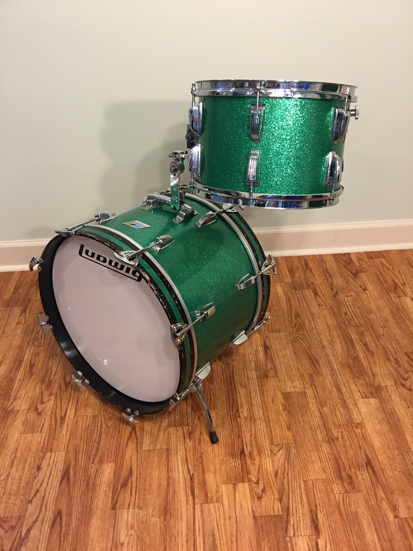 1970s Ludwig Jazzette Green Sparkle Drum Set 18/12/14