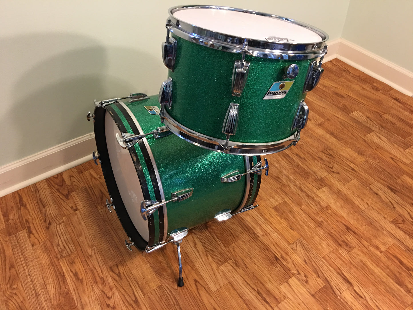 1970s Ludwig Jazzette Green Sparkle Drum Set 18/12/14